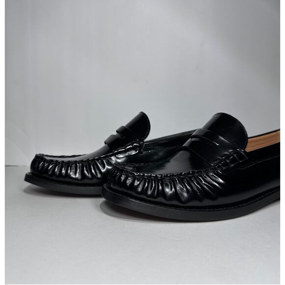 Zara Black Leather Loafers Size 40 - Picture 5 of 9